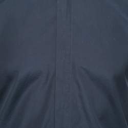 Givenchy Navy Blue Cotton Star-Embroidered Collar Button Front Shirt M
