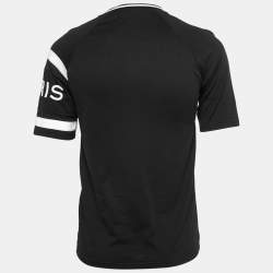 Pre Owned Givenchy Black Cotton Logo Embroidered T-Shirt XS