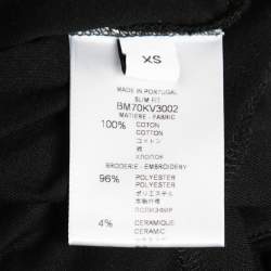 Pre Owned Givenchy Black Cotton Logo Embroidered T-Shirt XS