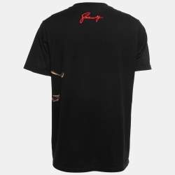 Pre Owned Givenchy Black Cotton Lion Printed Crew Neck T-Shirt S