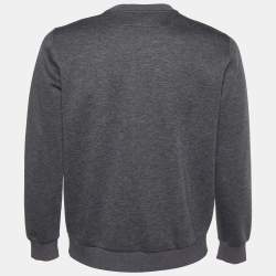 Pre Owned Givenchy Grey Neoprene Logo Plaque Detail Crewneck Sweatshirt S