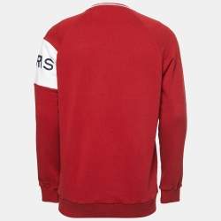 مملوكة مسبقًا Givenchy Red Cotton Logo Embroidered Sweatshirt S