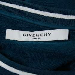 Pre Owned Givenchy Teal Blue Cotton Logo Embroidered Sweatshirt M