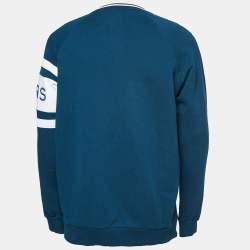 Pre Owned Givenchy Teal Blue Cotton Logo Embroidered Sweatshirt M
