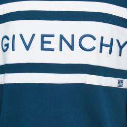 Pre Owned Givenchy Teal Blue Cotton Logo Embroidered Sweatshirt M