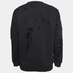 Givenchy Black Distressed Cotton Logo Print Sweatshirt M