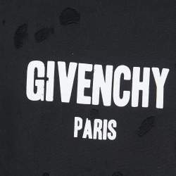 Givenchy Black Distressed Cotton Logo Print Sweatshirt M