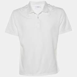مملوكة مسبقًا Givenchy White Star Applique Cotton Pique Polo T-Shirt XL
