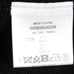 Pre Owned Givenchy Black Logo Band Intarsia Wool Knit Sweater L