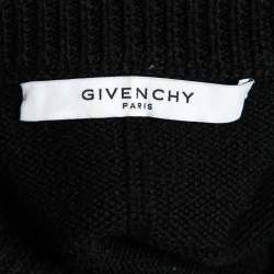 Pre Owned Givenchy Black Logo Band Intarsia Wool Knit Sweater L