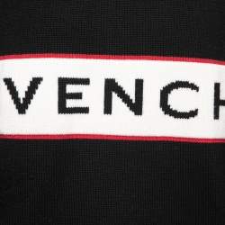 Pre Owned Givenchy Black Logo Band Intarsia Wool Knit Sweater L