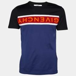 Pre Owned Givenchy Color Block Logo Panel Detail Cotton Knit T-Shirt S