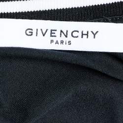 Pre Owned Givenchy Black Contrast Logo Embroidered Cotton Knit Crewneck T-Shirt S