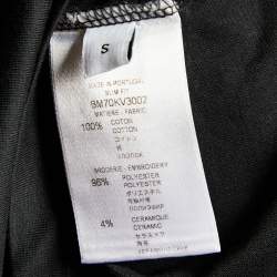 Pre Owned Givenchy Black Contrast Logo Embroidered Cotton Knit Crewneck T-Shirt S