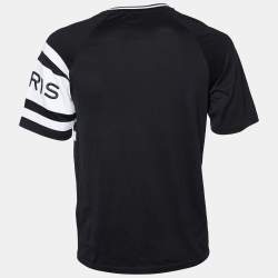 Pre Owned Givenchy Black Contrast Logo Embroidered Cotton Knit Crewneck T-Shirt S