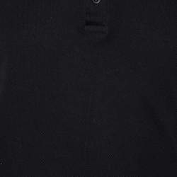 مملوكة مسبقًا Givenchy Black Cotton Pique Logo Tape Detail Cuban Fit Polo T-Shirt M