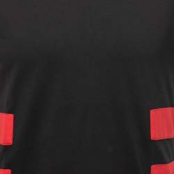 Pre Owned Givenchy Black/Red Cotton Colorblock Detail Crew Neck T-Shirt S