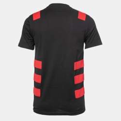 Pre Owned Givenchy Black/Red Cotton Colorblock Detail Crew Neck T-Shirt S