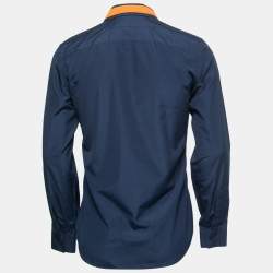 Givenchy Navy Blue Cotton Star Embroidered Collar Shirt S