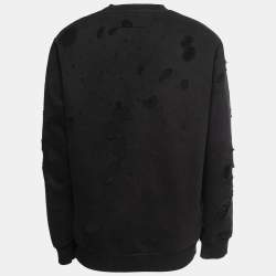 Givenchy Black Distressed Cotton Logo Print Sweatshirt XL