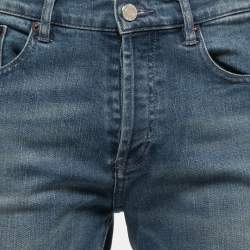 Pre Owned Givenchy Blue Washed Denim Zipper Detail Jeans Waist 33"