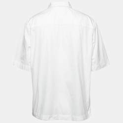 Givenchy White Cotton Zip Front Half Sleeve Shirt XS