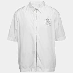 Givenchy White Cotton Zip Front Half Sleeve Shirt XS