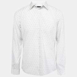 Givenchy White Printed Cotton Full Sleeve Shirt L