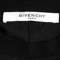 Pre Owned Givenchy Black Distressed Cotton Logo Print Crew Neck Half Sleeve T-shirt M