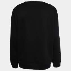 مملوكة مسبقًا Givenchy Black Cotton Knit Tonal 3D Logo Detail Sweatshirt L