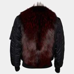 Givenchy Black Synthetic Fox Fur Collar Detail Jacket M