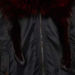 Givenchy Black Synthetic Fox Fur Collar Detail Jacket M