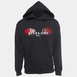 Givenchy Black Logo Printed Cotton Hoodie M