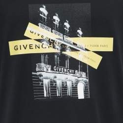 Pre Owned Givenchy Black Printed Cotton Crew Neck Half Sleeve T-Shirt L