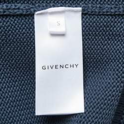 Givenchy Blue Logo Patterned Cotton Knit Crew Neck Sweater S