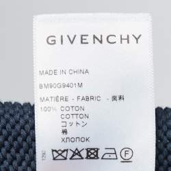 Givenchy Blue Logo Patterned Cotton Knit Crew Neck Sweater S