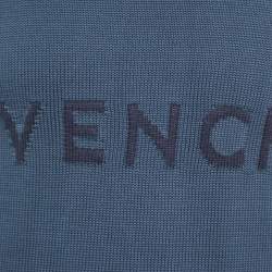 Givenchy Blue Logo Patterned Cotton Knit Crew Neck Sweater S