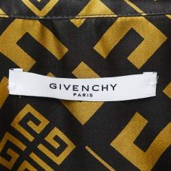 مملوكة مسبقًا Givenchy Black Logo Print Silk Button Front Half Sleeve Shirt L