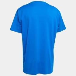 Givenchy Blue Cotton Logo Print T-Shirt M