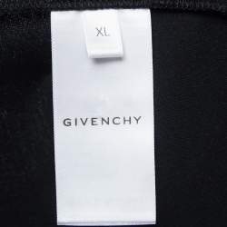 مملوكة مسبقًا Givenchy Black Logo Embroidered Cotton Crew Neck Half Sleeve Oversized T-Shirt XL