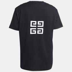 مملوكة مسبقًا Givenchy Black Logo Embroidered Cotton Crew Neck Half Sleeve Oversized T-Shirt XL