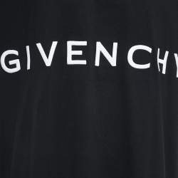 مملوكة مسبقًا Givenchy Black Logo Embroidered Cotton Crew Neck Half Sleeve Oversized T-Shirt XL
