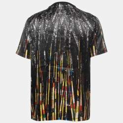 مملوكة مسبقًا Givenchy Black Sequin Printed Silk Satin T-Shirt S