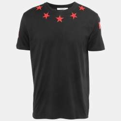 Pre Owned Givenchy Black Cotton Star Applique Detail Crewneck T-Shirt XL