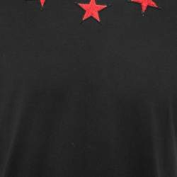 Pre Owned Givenchy Black Cotton Star Applique Detail Crewneck T-Shirt XL