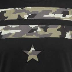 Pre Owned Givenchy Black Cotton Patch Detail Crew Neck Half Sleeve T-Shirt S