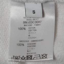 مملوكة م سبقًا Givenchy White Logo Embroidered Cotton Crew Neck Sweater S
