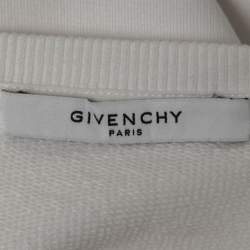 مملوكة مسبقًا Givenchy White Logo Embroidered Cotton Crew Neck Sweater S
