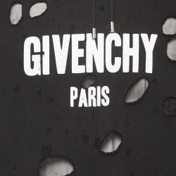 مملوكة مسبقًا Givenchy Black Distressed Logo Print Cotton Hoodie XS