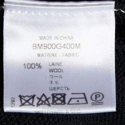 Pre Owned Givenchy Black Logo Band Intarsia Wool Knit Sweater XXL